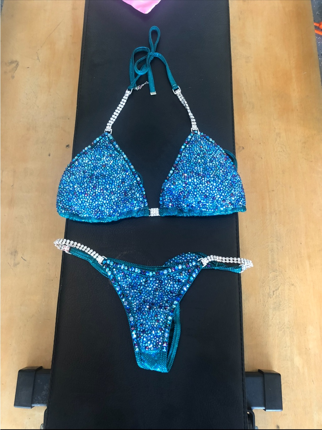 Crystal Radiance Hologram Tealbikini With Light Sapphire Ab Crystals